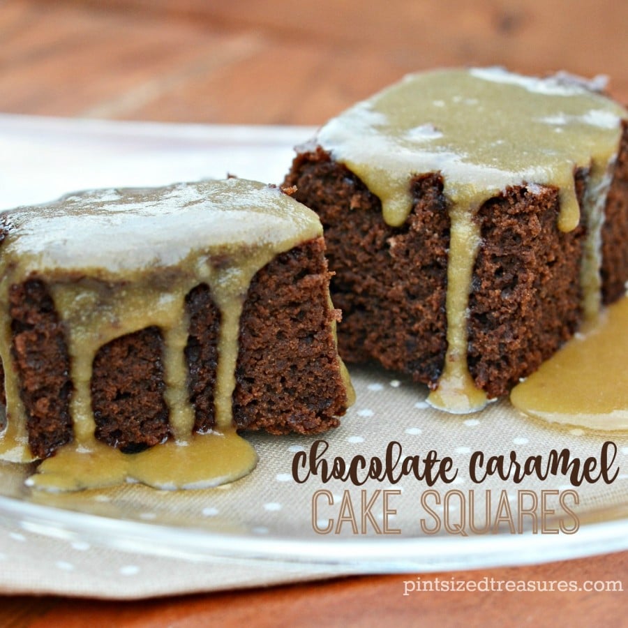 chocolate cake on a plate with caramel