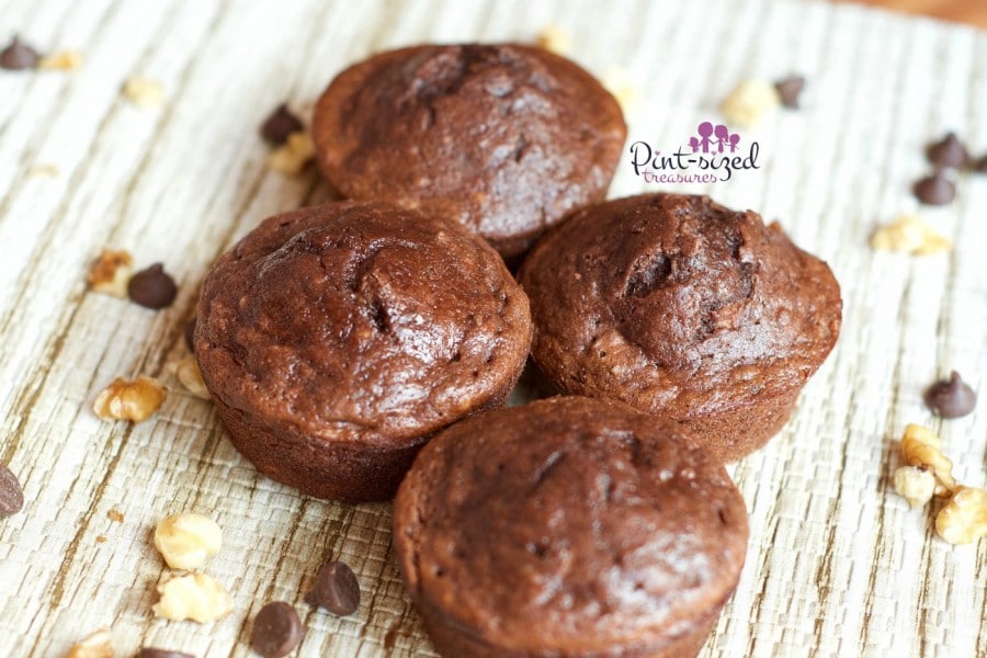 triple chocolate banana nut muffins
