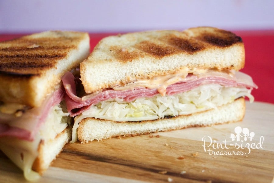 sauerkraut and cheese in the reuben sandwich