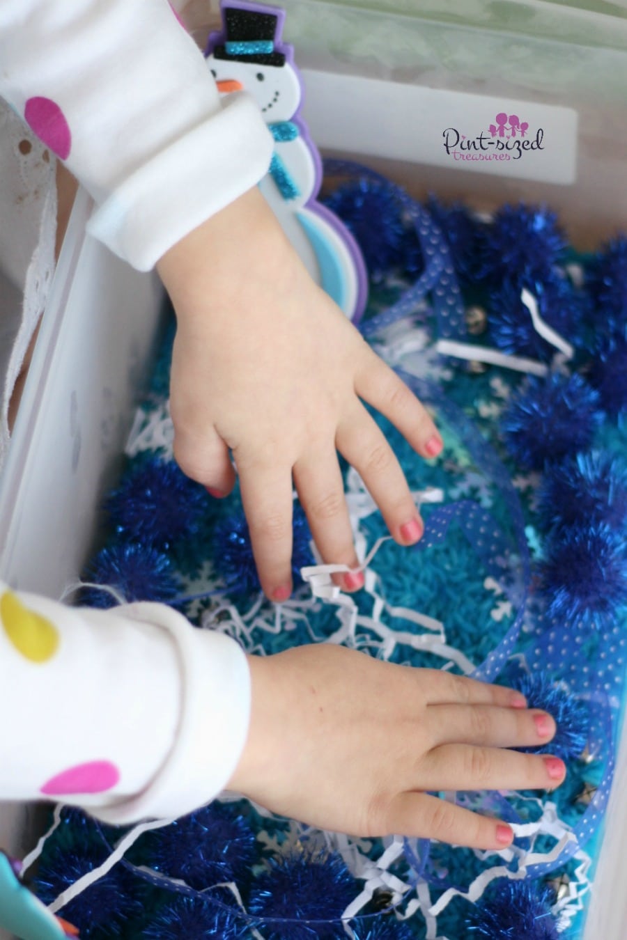 snowman sensory bin