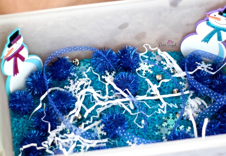 snowman sensory bin