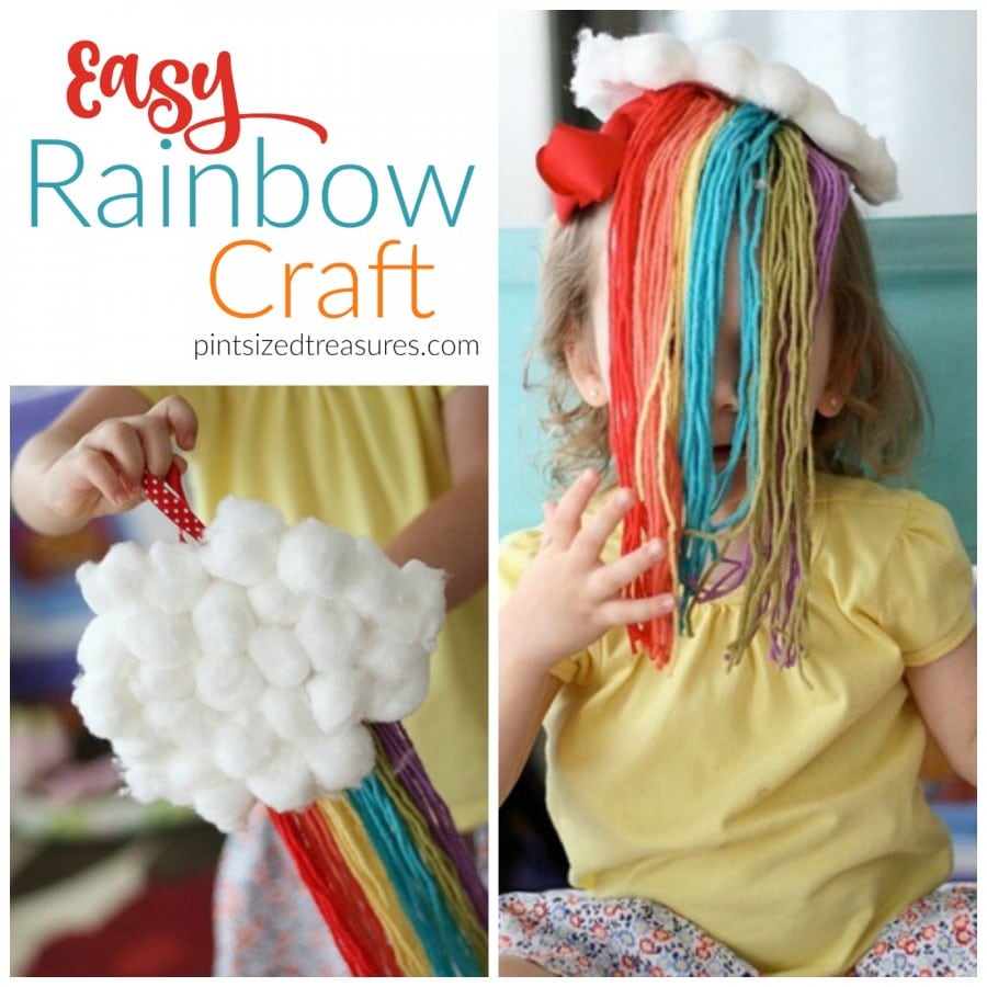 easy rainbow craft with yarn