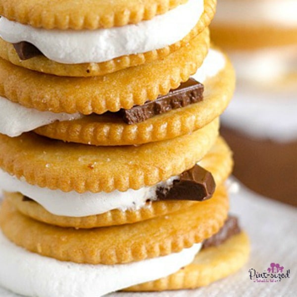 sweet and salty s'mores with chocolate and marshmallows