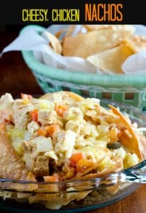 cheesy, chicken nachos