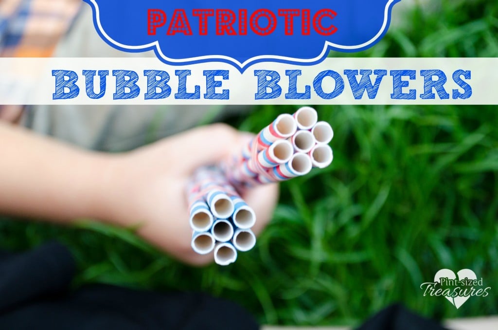 Kids holding patriotic bubble blower craft
