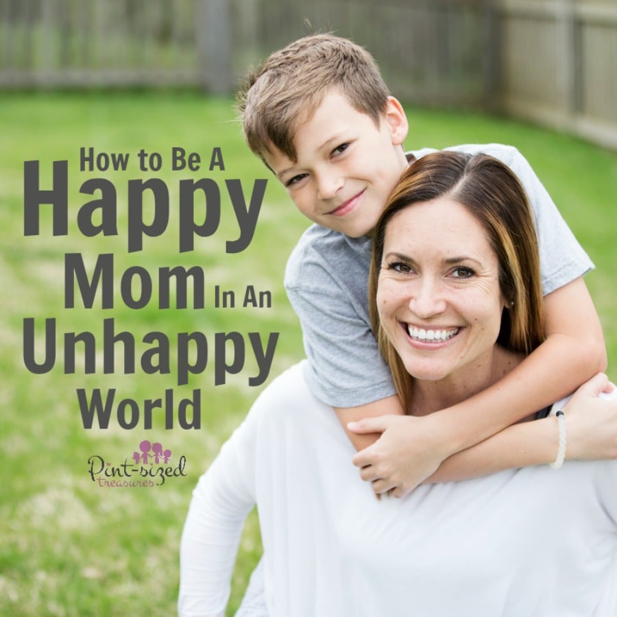 son hugging his happy mom
