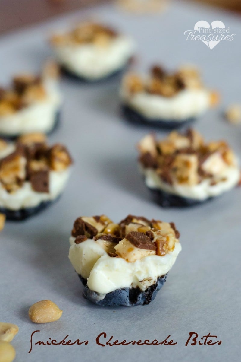snickers cheesecake bites