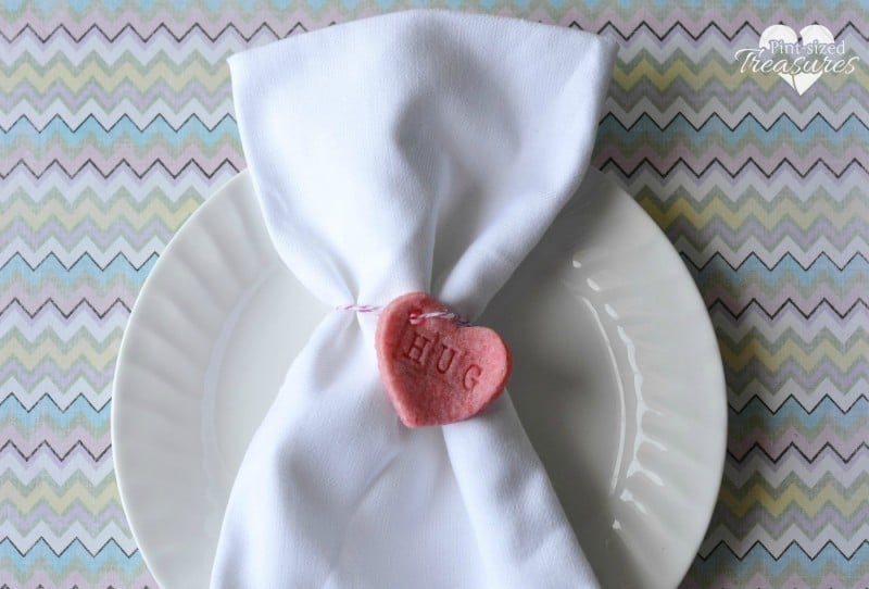 salt dough hearts napkin rings