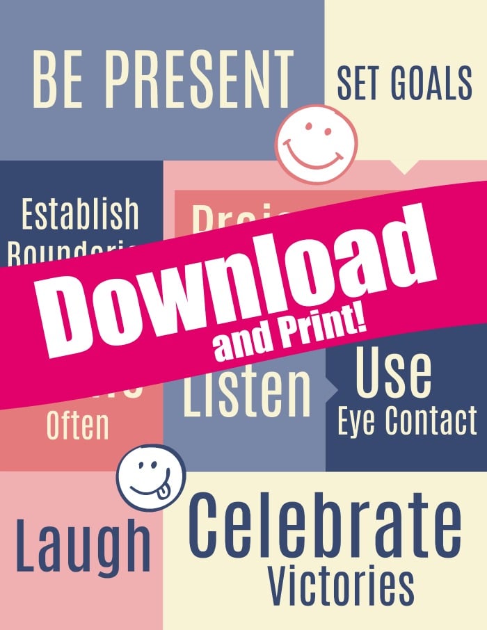 A printable to keep parents focused on creating a happy toddler