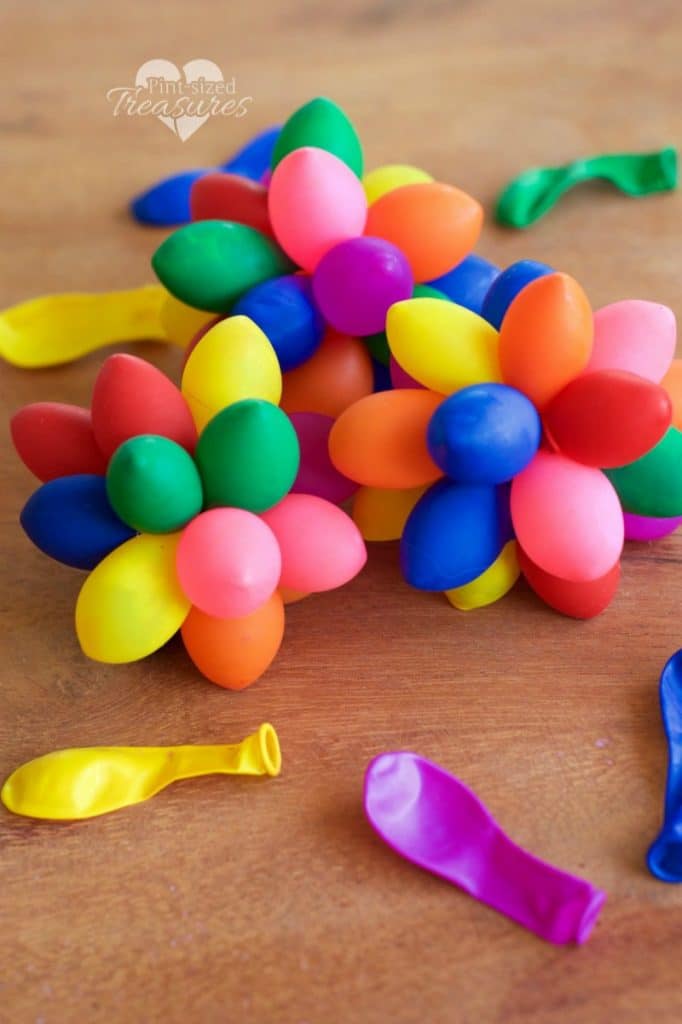 sensory rainbow balloon balls assembled