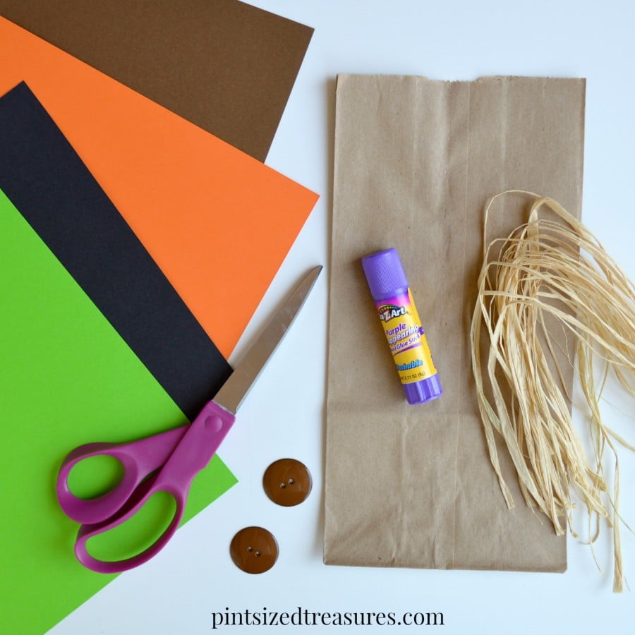 materials needed for paper bag scarecrows
