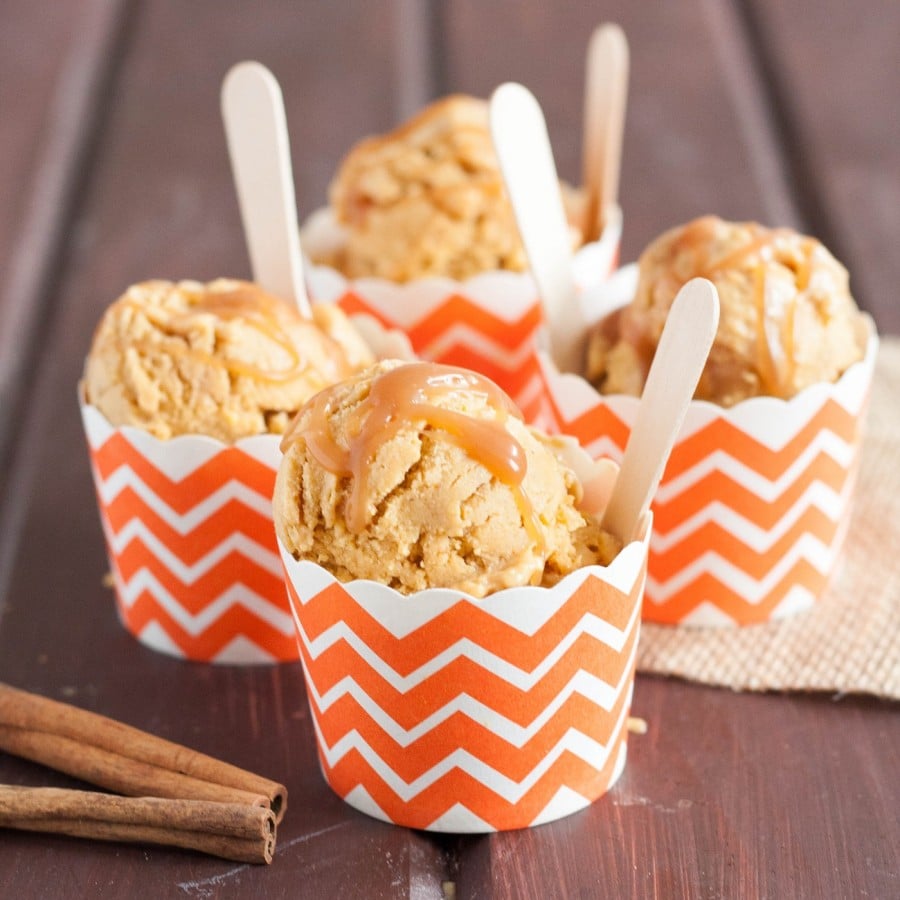 pumpkin caramel ice cream in serving cups