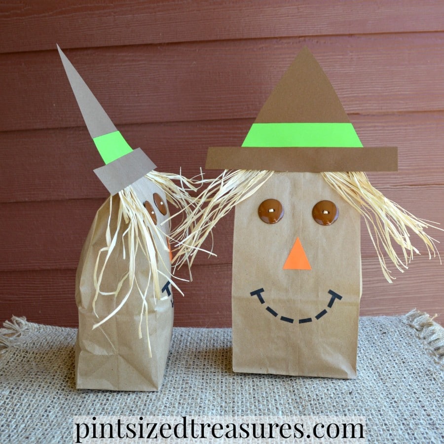easy paper bag scarecrows craft