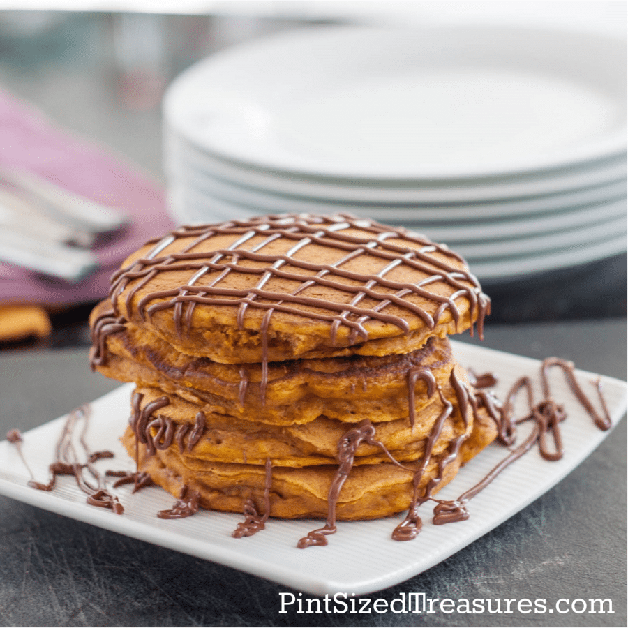 These fluffy pancakes are made with pumpkin!