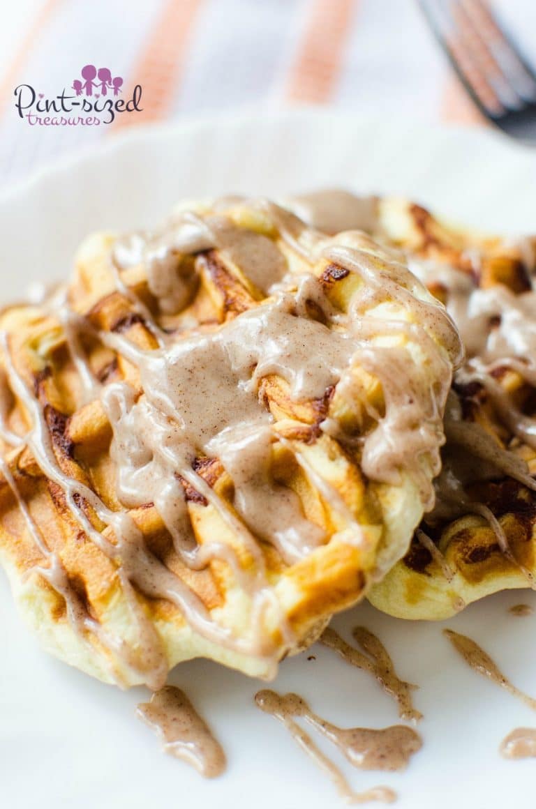 Easy pumpkin cinnawaffles that families love! #pumpkinwaffles #pumpkinspicewaffles #easywaffles #fallwaffles #wafflerecipe #pumpkinwafflerecipe