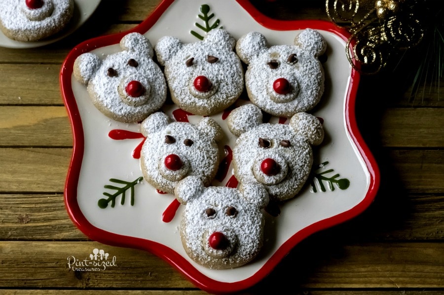 Polar bear cookies on serving tray