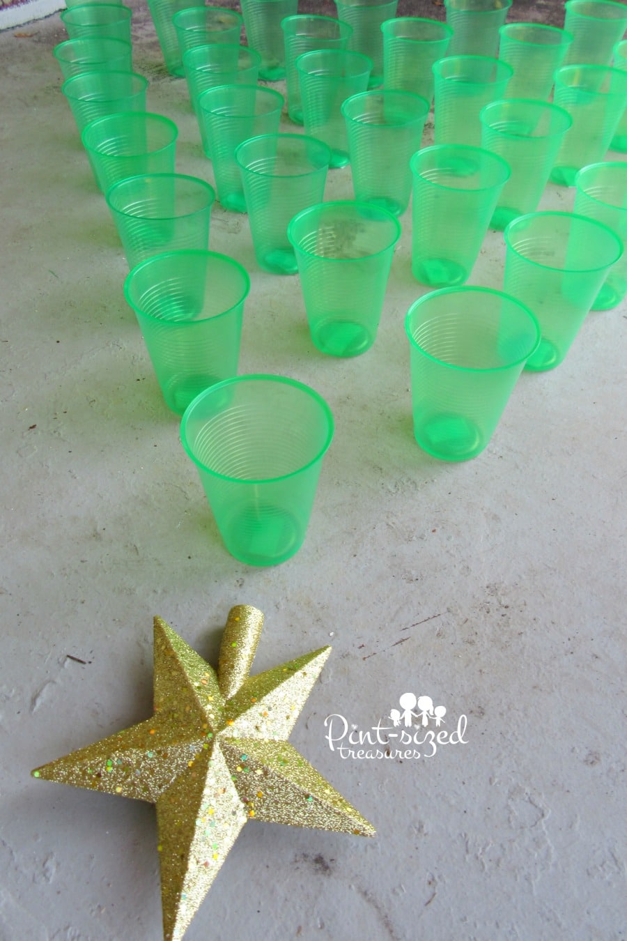 Christmas tree toss game for preschoolers