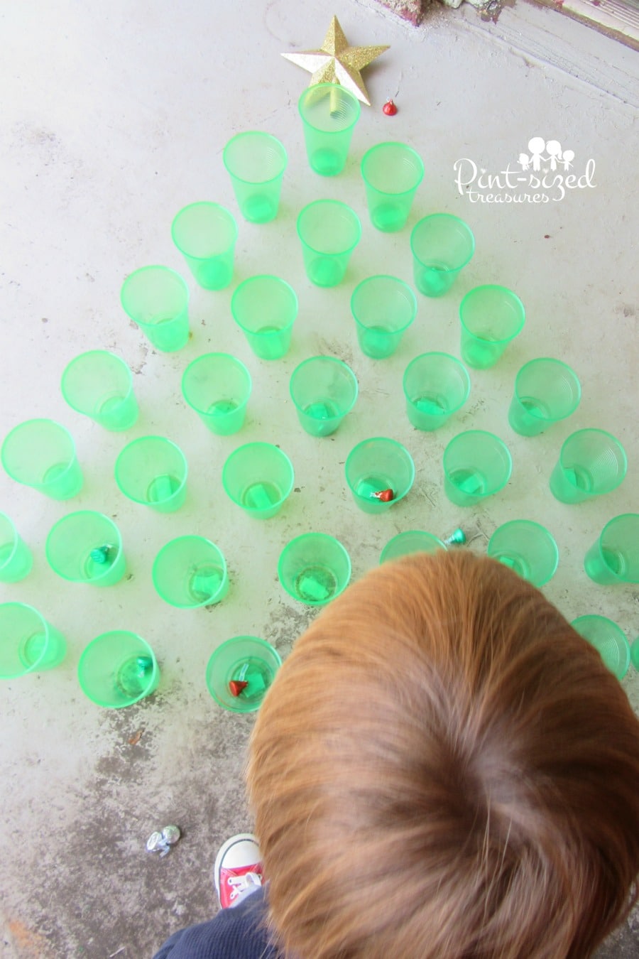 Christmas tree toss game for preschoolers