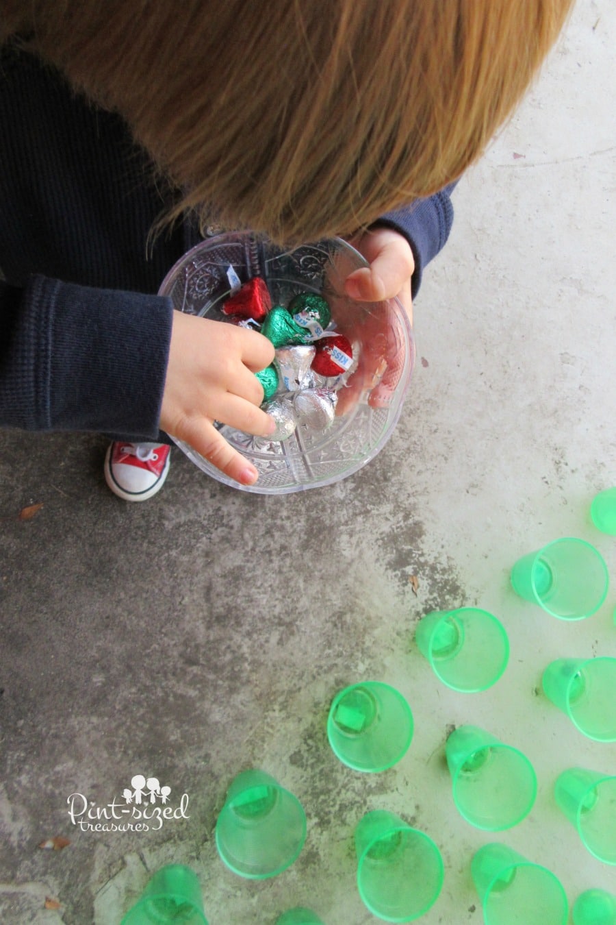 Christmas tree toss game for preschoolers