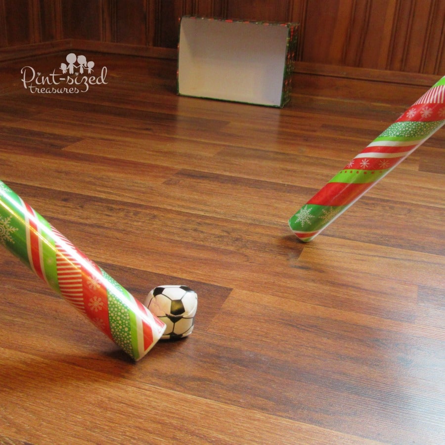 Christmas wrapping paper hockey game