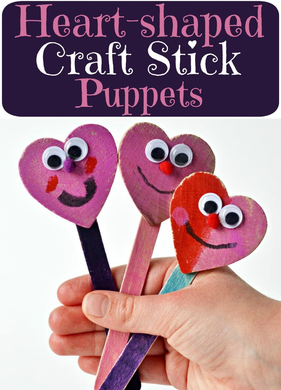 Valentine's Day craft stick puppets