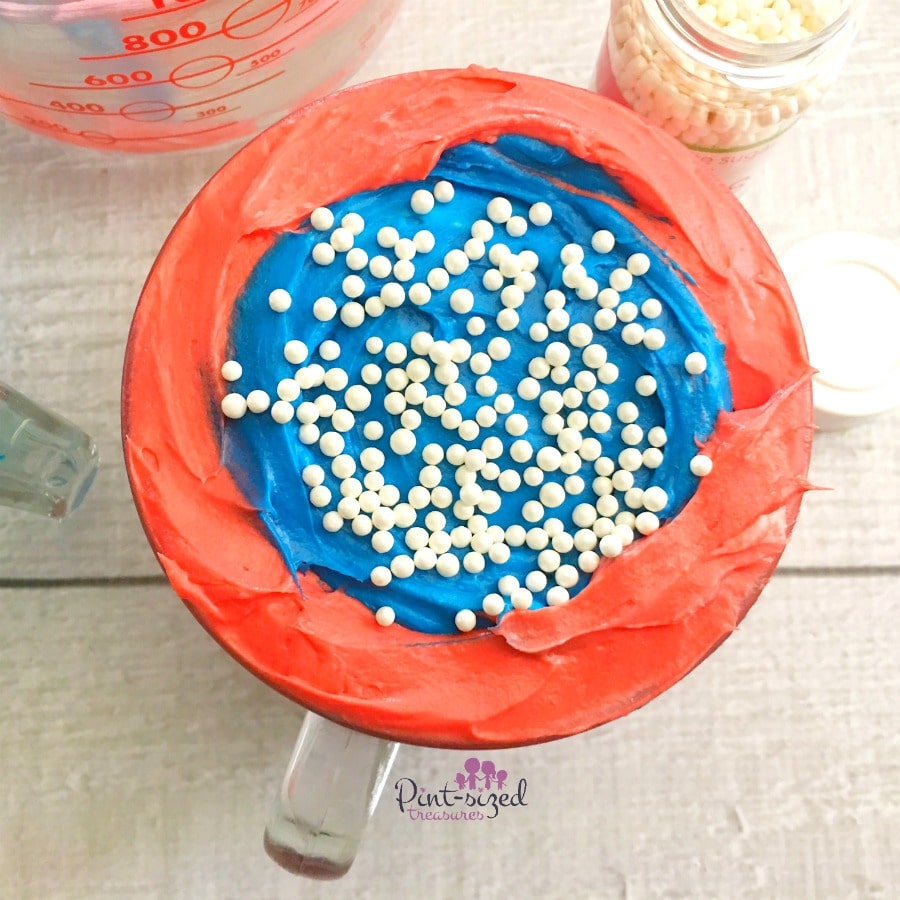 serving patriotic cheesecake dip