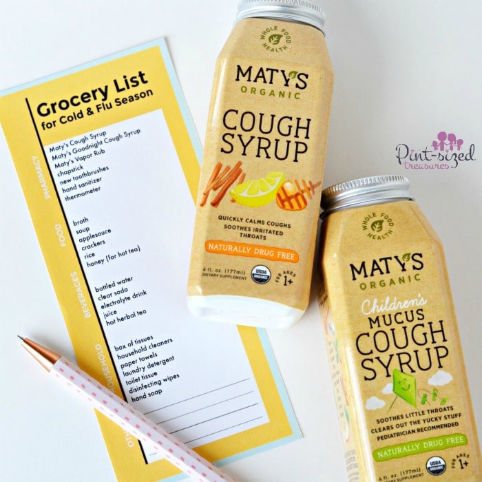 printable grocery list for cold and flu season