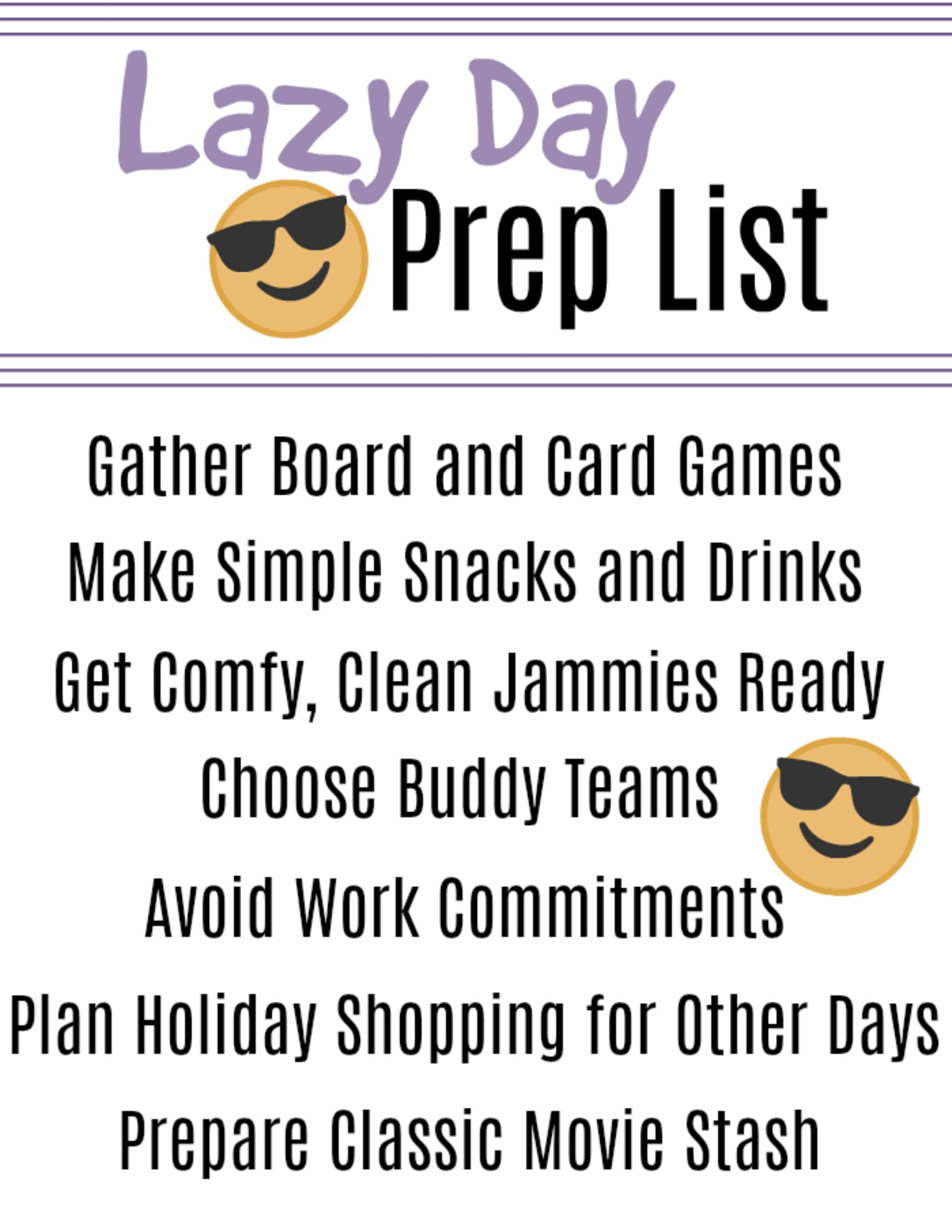 lazy day prep printable