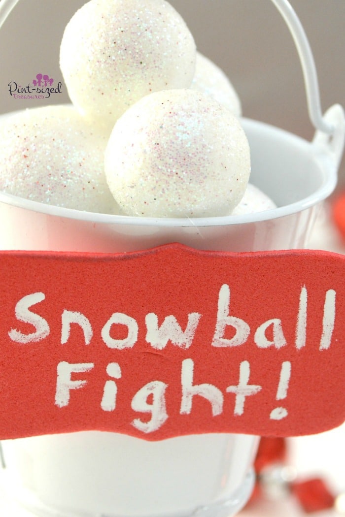 Super simple snowball fight Christmas ornaments parents and kids can make together!