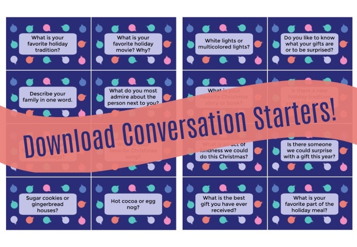 conversation starters for your holiday dinner