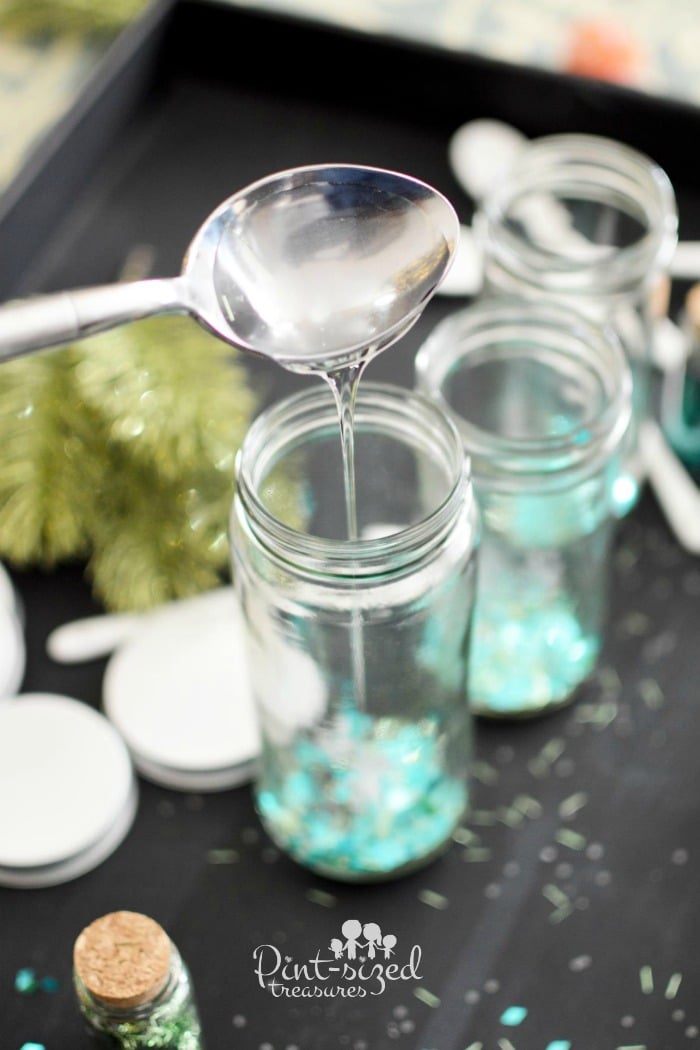 making the Christmas snow globe