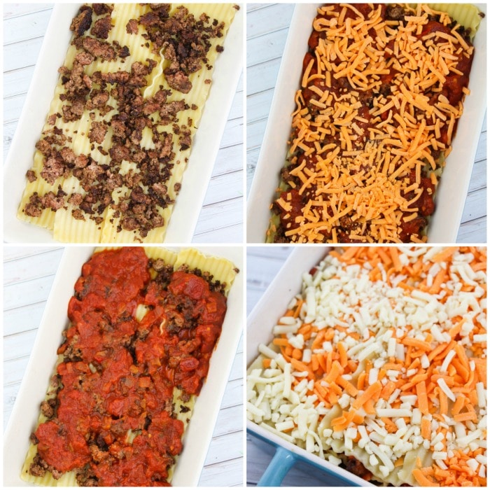 making the taco lasagna recipe