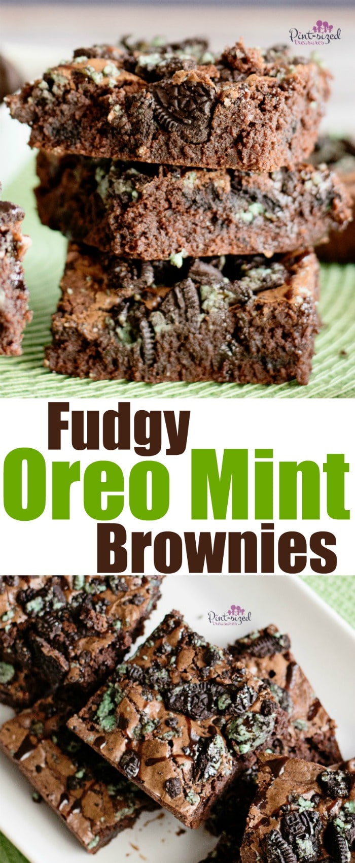 These are my favorite Oreo Mint Brownies because they're crazy fudgy and have a fun, cookie crunch!