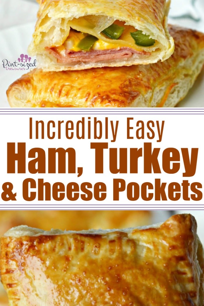 Ham, turkey and cheese pockets are asimpleway to have comfort food ready at all times! Great for a hearty meal OR snack! #hamandcheese #hamturkeyandcheese #homemadepockets #hotpockets #homemade #homemadehamandcheee #recipeswithpuffed pastry #easylunch #easydinner #easymeal