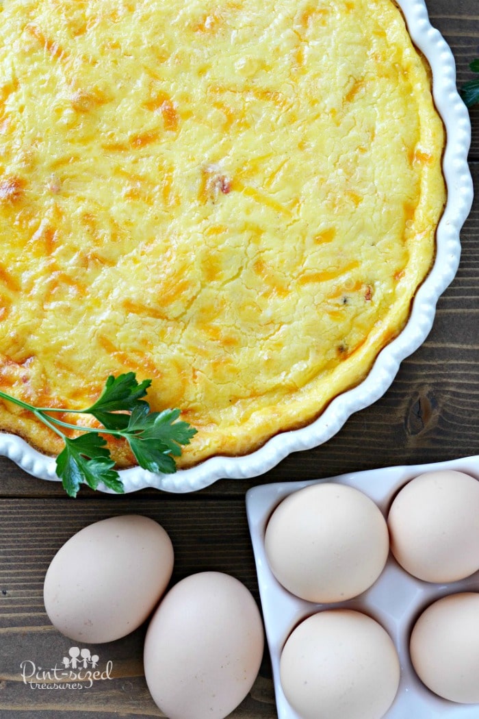 eggs beside baked crustless quiche
