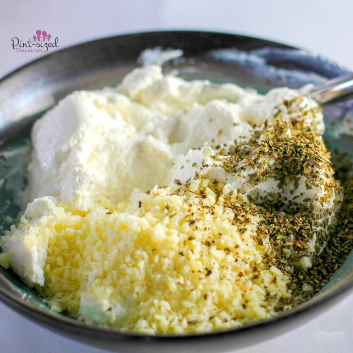 making the cheese mixture for the keto lasagna