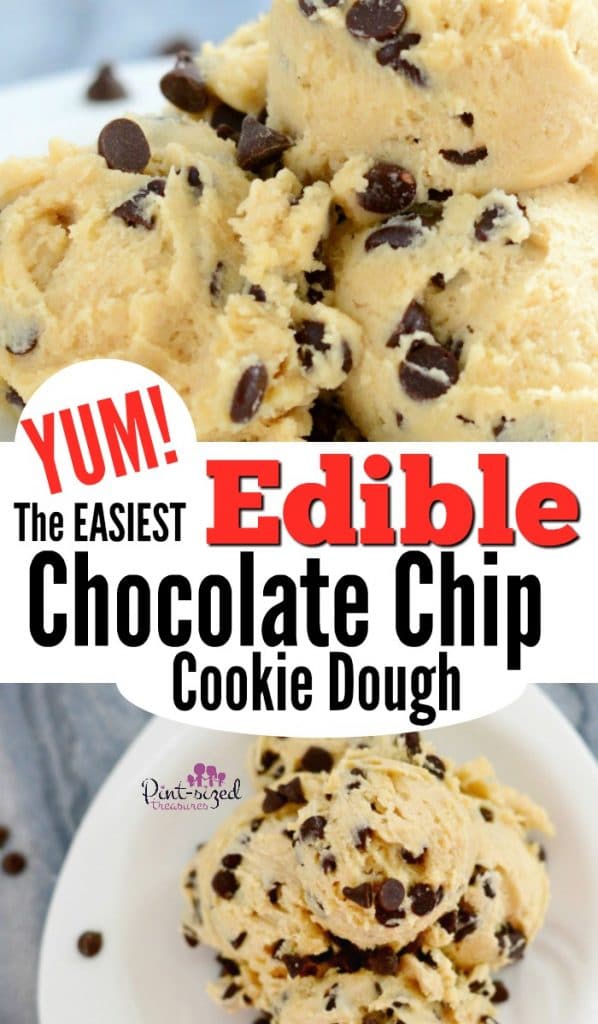 The EASIEST and YUMMIEST edible chocolate chip cookie dough. I dare you to only eat one serving! 