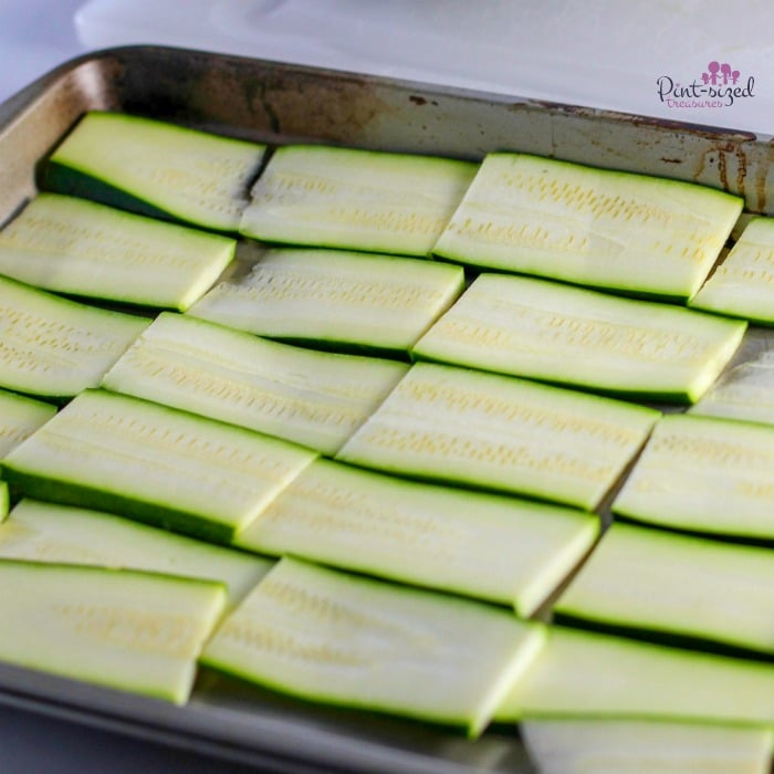 baking the zucchini for the keto lasagna
