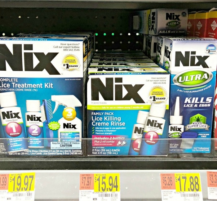 lice treatment on store shelf