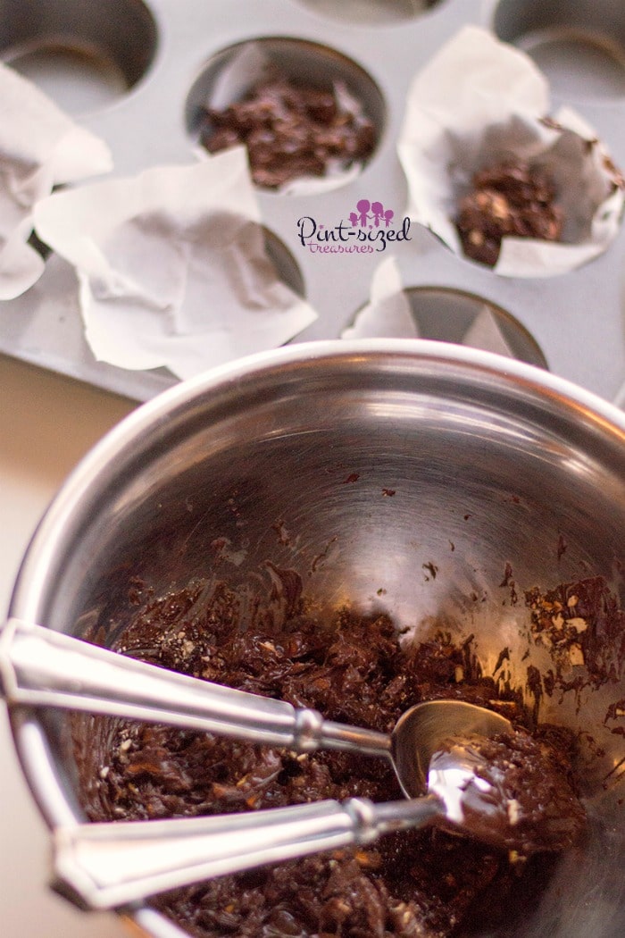 lining muffin tins for s'mores pretzel bites