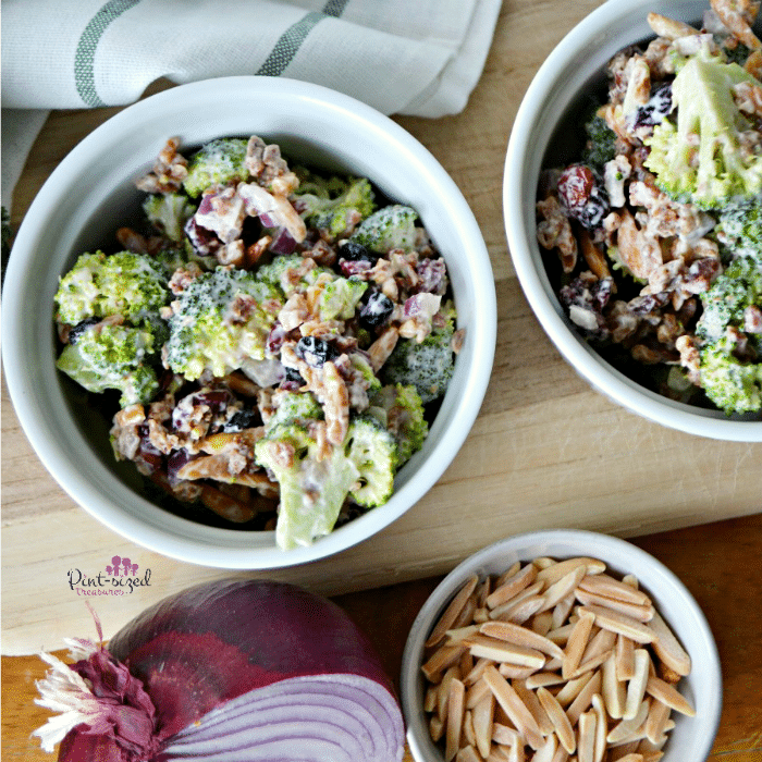 Cranberry broccoli almond salad that families love