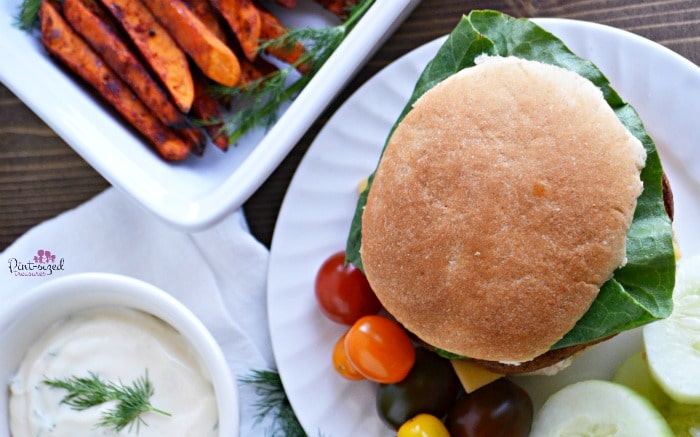 Easy spicy sweet potatoes and falafel burger meal idea