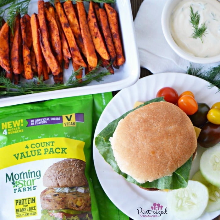 Spicy sweet potato fries thta are baked and served with a falafel burger