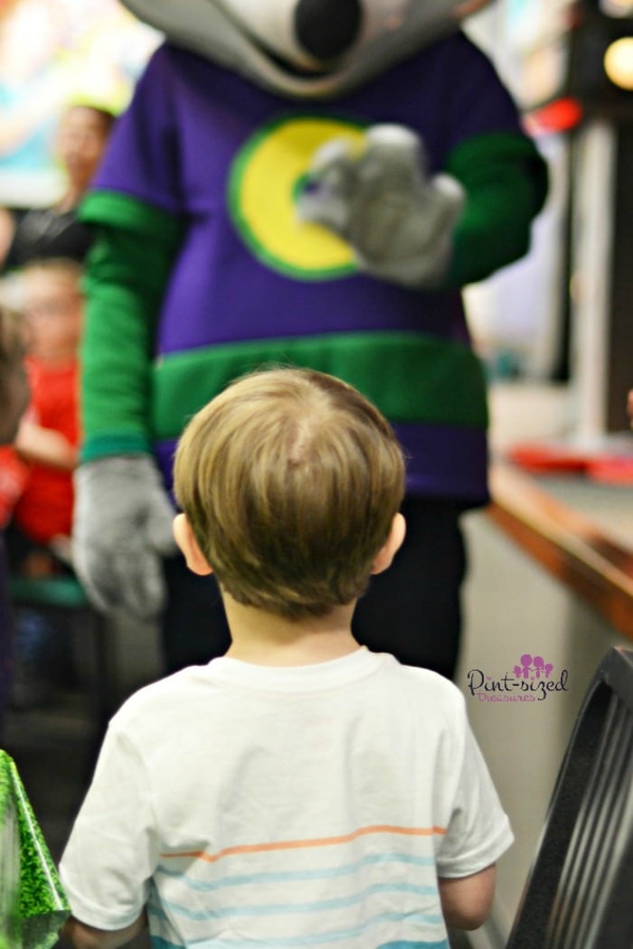 celebrating at CHuck E Cheese's