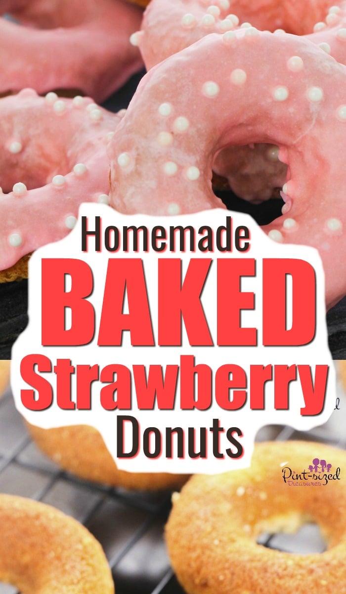 Homemade baked strawberry donuts are SO good and they're not from a cake mix!