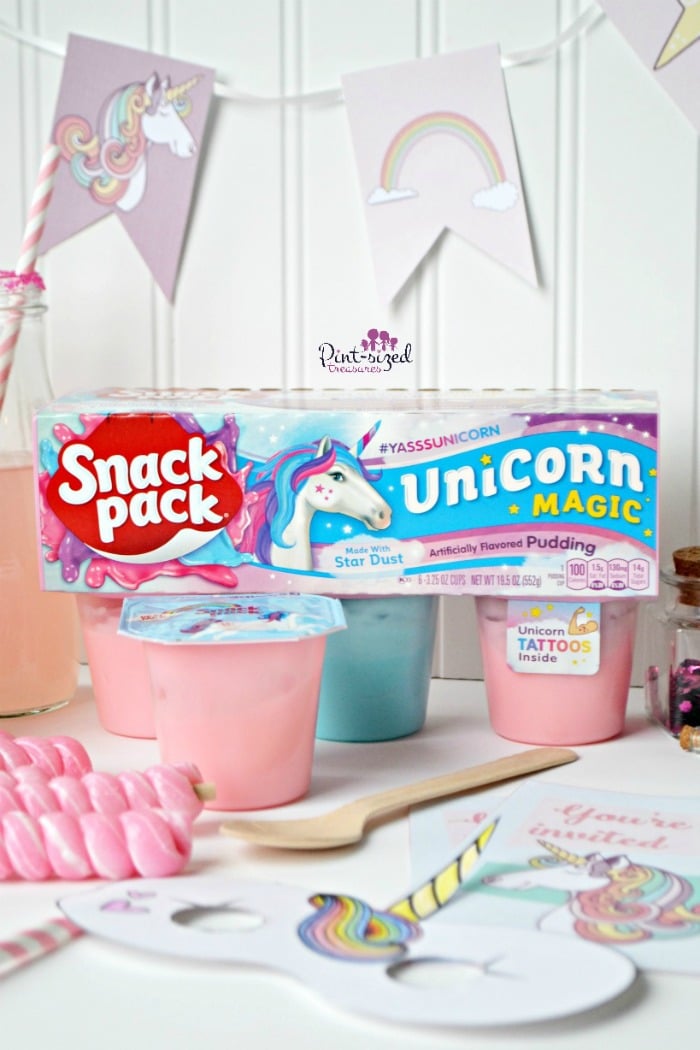 Unicorn-themed snacks for a unicorn play date