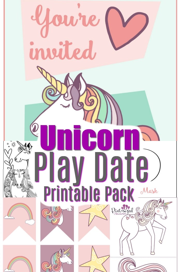 Unicorn play date printable stead pack