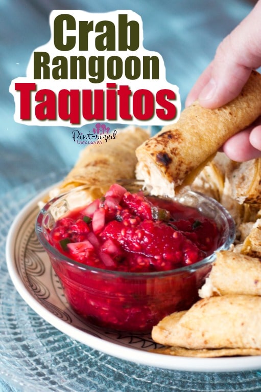 Crab rangoon Taquitos are so simple and good! Your favorite crab rangoon flavors baked into a taquito and served with salsa!