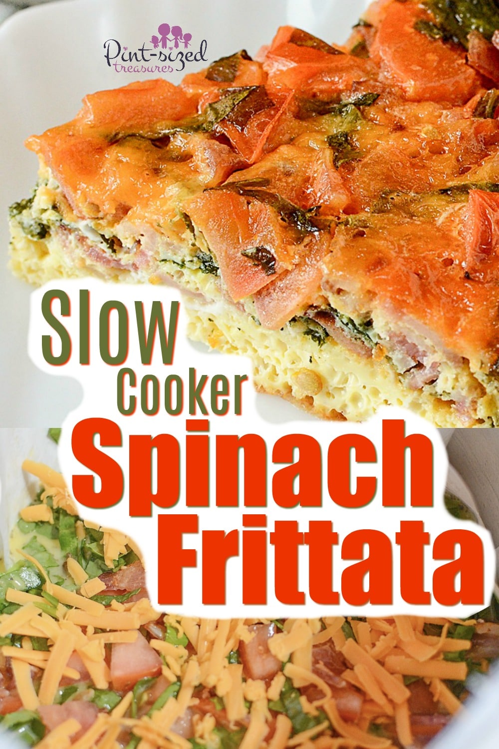 Slow cooker spinach frittata recipe is a simple, crustless quiche that's packed with flavors, seasonings and made in the slow cooker! You'll love this spinach filled frittata!