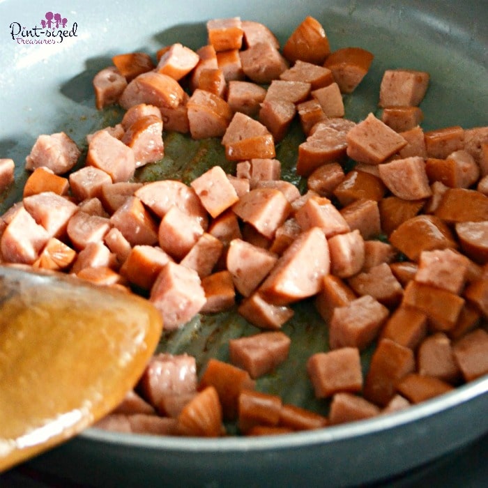 cooking sausage for potato soup